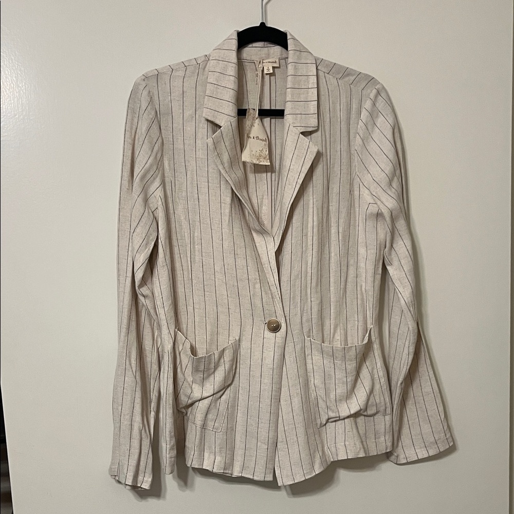 Hem & Thread Beige Striped Blazer